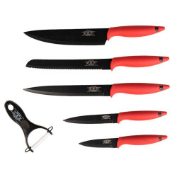 Set di coltelli 6 pezzi nero-rosso Ceramica