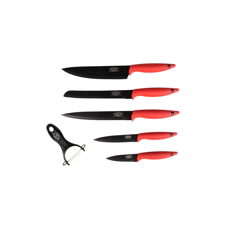 Set di coltelli 6 pezzi nero-rosso Ceramica