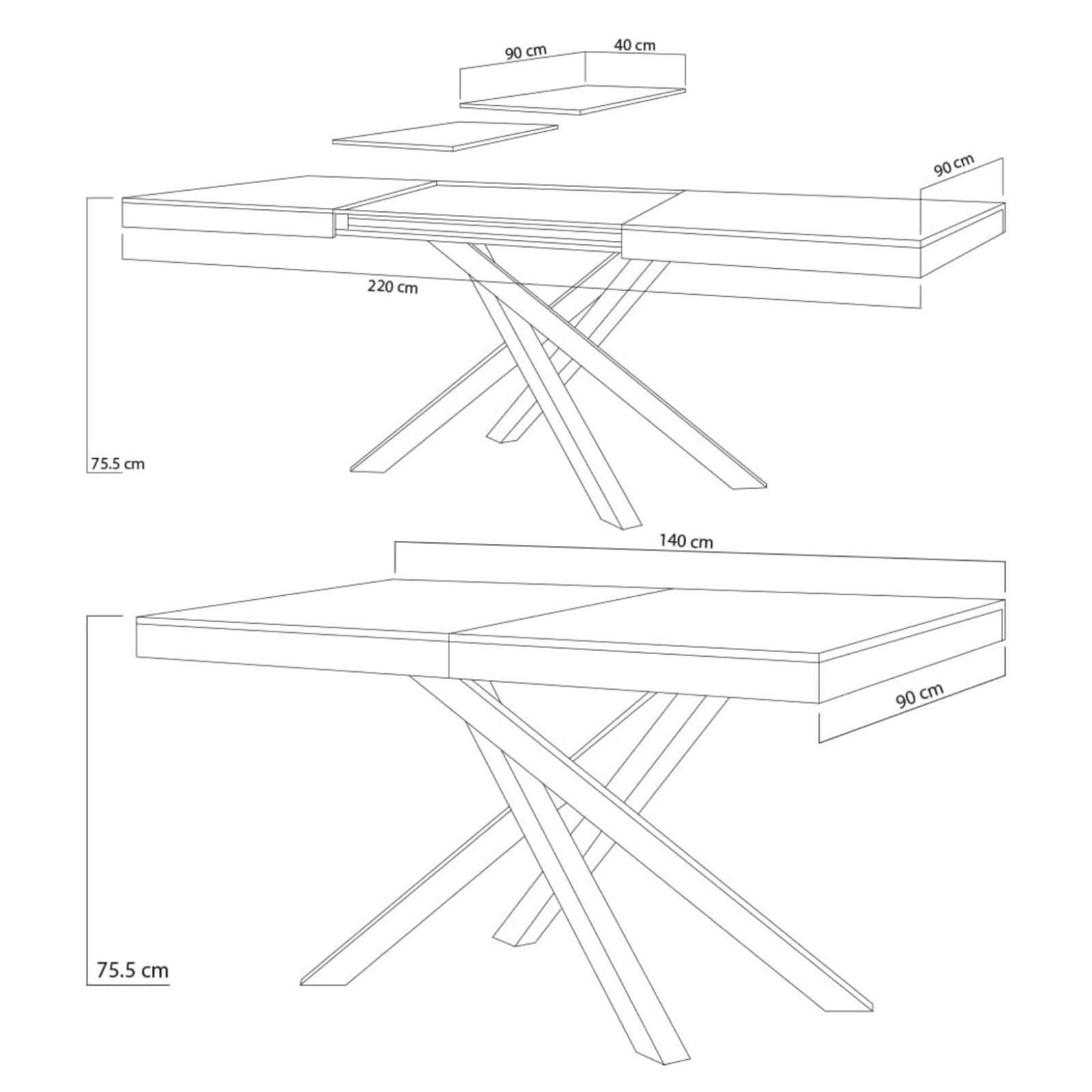 shally dogan tavolo bianco legno 90x140 estensibile fino a 220 cm - foto 6